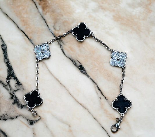 Black Clover w/ Crystals Bracelet